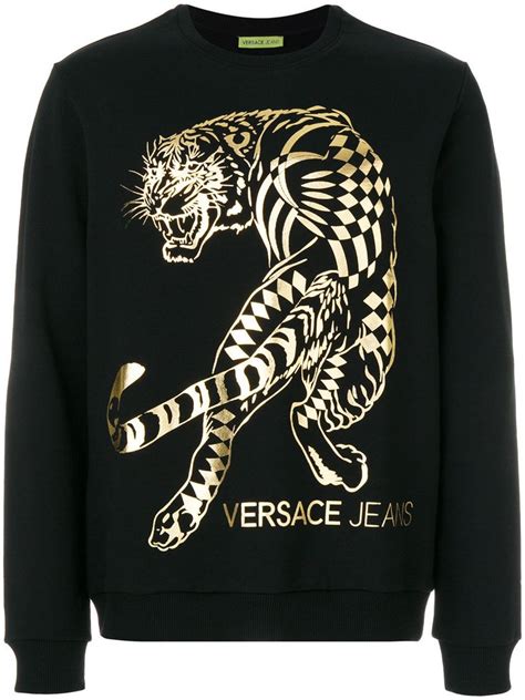 versace jeans tiger print sweatshirt gray|Versace Jeans Couture sweatshirts for Men .